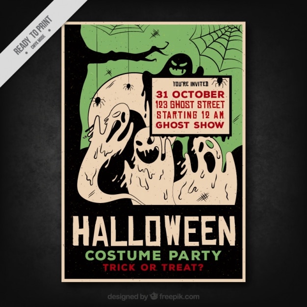 Kostenloser Vektor kostüm-party-plakat für halloween