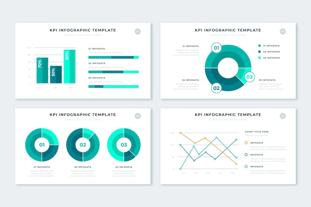 Kostenloser Vektor kpi infografik pack