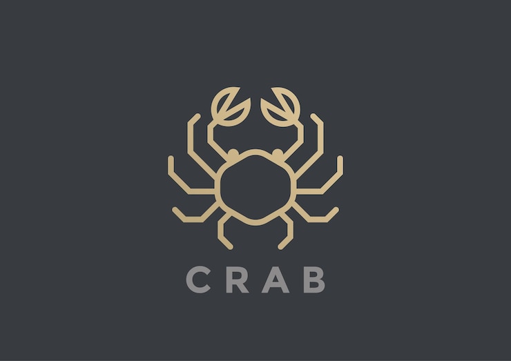 Kostenlose Vektor krabben-logo-design. vorlage geometrischen linearen stil. seafood luxury restaurant store logo