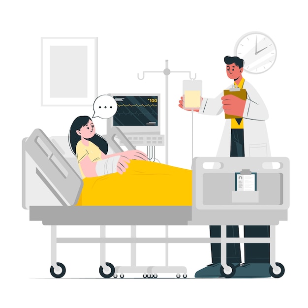 Kostenloser Vektor krankenhauspatientenkonzeptillustration