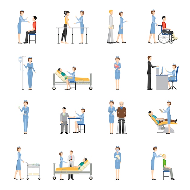 Krankenschwester gesundheitswesen dekorative icons