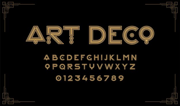 Kreative art deco schriftart kreative vorlage im stil der 1920er jahre für ihr design buchstaben zahlen in vec