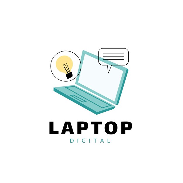 Kreative flache Laptop-Logo-Vorlage