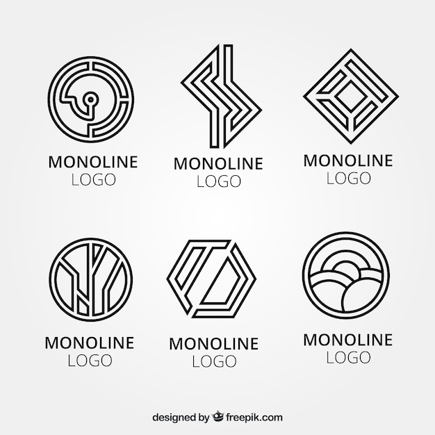 Kostenloser Vektor kreative geometrische logos im monolin-stil