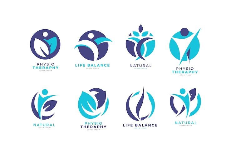 Kostenlose Vektor kreative logosammlung für physiotherapie