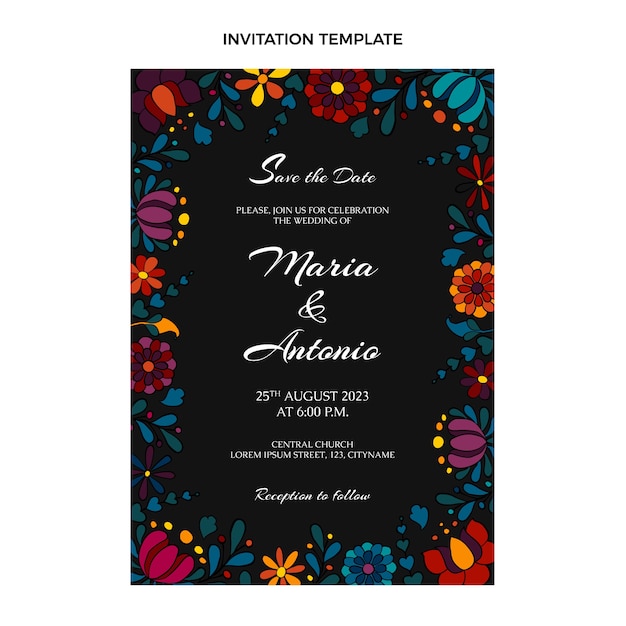 Kreative mexikanische hochzeitseinladung Kostenlose Vektor