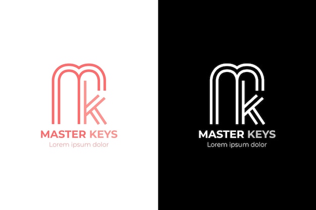 Kostenloser Vektor kreative professionelle mk-logo-vorlage