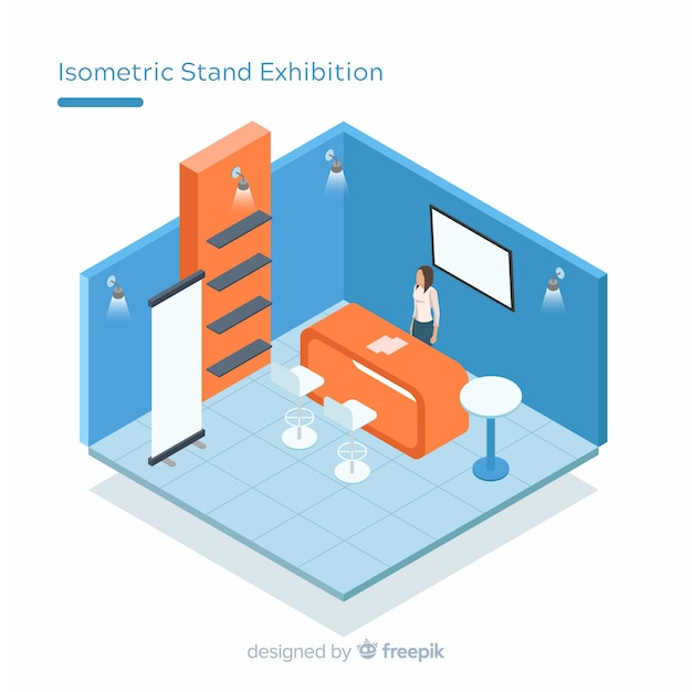 Kreative Standausstellung im isometrischen Design