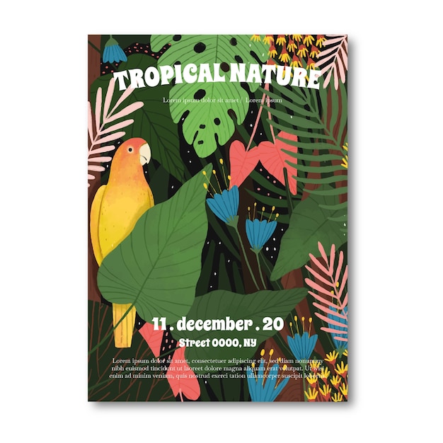 Kreative tropische Naturplakatschablone
