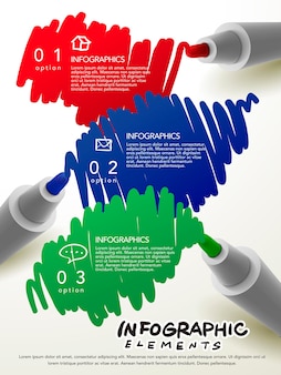 Kreative vorlage mit markierstift, der etwas infografik schreibt