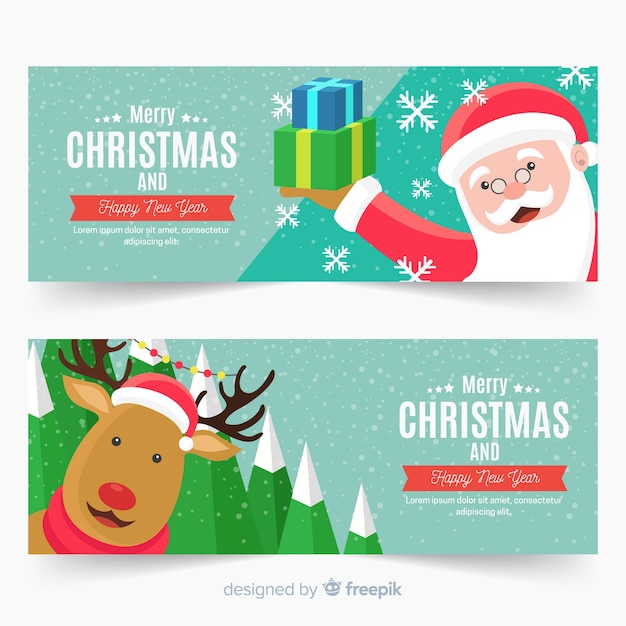 Kreative Weihnachtsfahnen im flachen Design