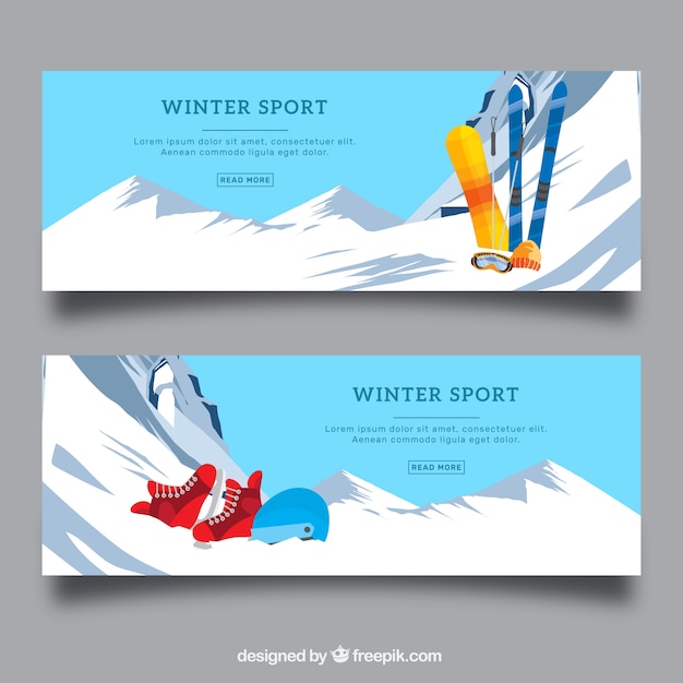 Kostenloser Vektor kreative wintersport banner