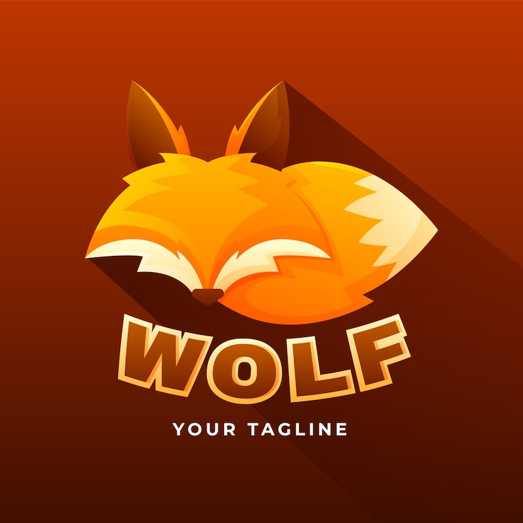 Kostenlose Vektor kreative wolfsrudel-logo-vorlage mit farbverlauf