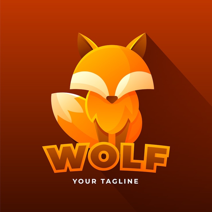 Kostenlose Vektor kreative wolfsrudel-logo-vorlage mit farbverlauf