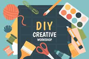 Kostenloser Vektor kreativer diy-workshop illustriert