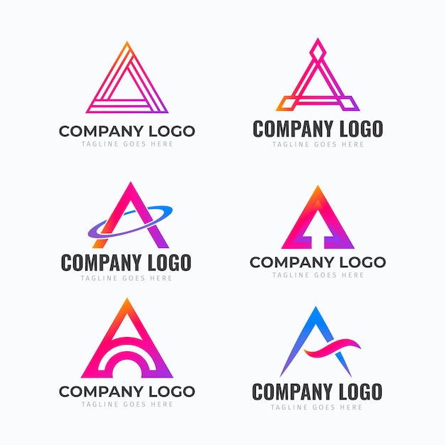 Kreativer farbverlauf eine logosammlung Premium Vektoren
