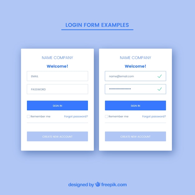 Kreatives blaues login-formular