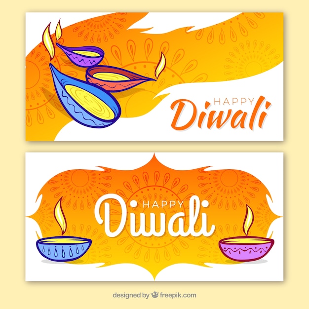 Kostenloser Vektor kreatives diwali-banner