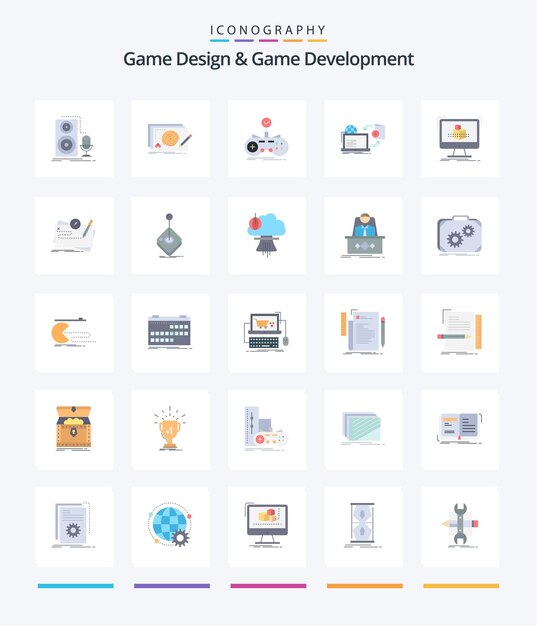 Kreatives Spieldesign und Spielentwicklung 25 Flaches Icon-Pack, wie z. B. eine Spiel-Disc, komplettes Spiel