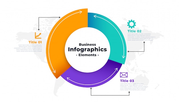 Kreisdiagramm infografik für drei schritte vorlage