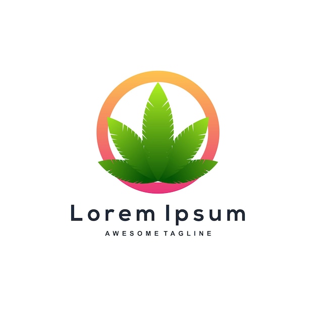 Kostenloser Vektor kreisen sie die designfarbe des cannabis-gradientenlogos ein