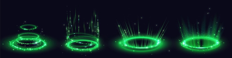 Kostenlose Vektor kreisen sie digitale portale neonlichtplattformen ein