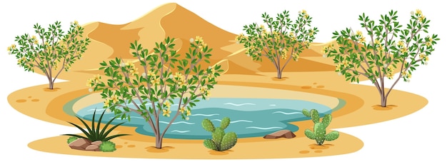Kostenloser Vektor kreosot-buschpflanze in der wilden wüste auf weißem hintergrund