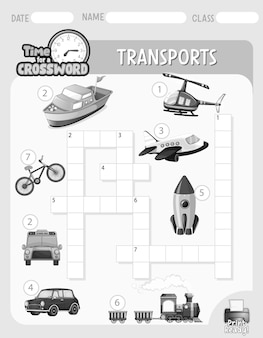 Kreuzworträtsel-spielvorlage zum thema transport