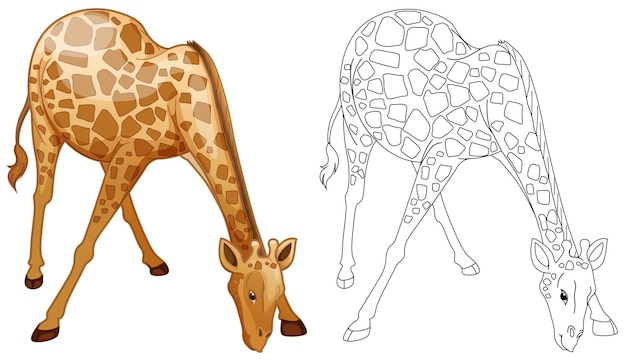 Kostenloser Vektor kritzeleien zeichnen tier für wilde giraffen