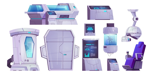 Kostenloser Vektor kryokapseln aus labor oder raumschiff