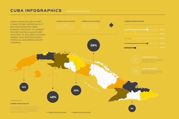 Kuba Karte Infografik in flachem Design