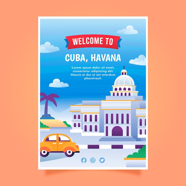 Kostenloser Vektor kubanische plakatvorlage mit farbverlauf