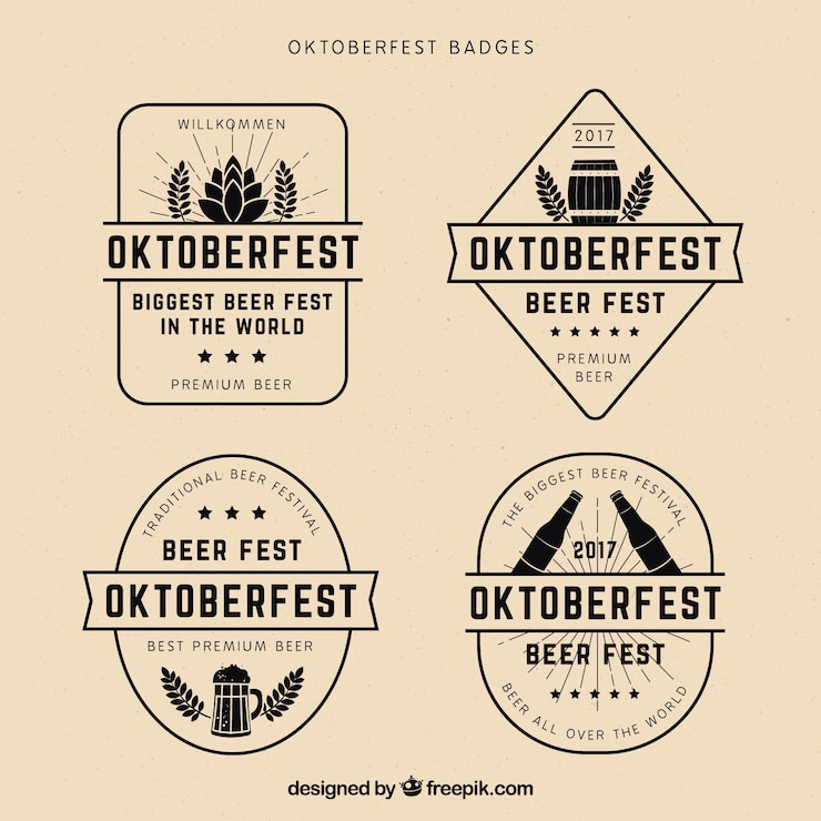 Kostenlose Vektor kühle packung von vintage oktoberfest abzeichen