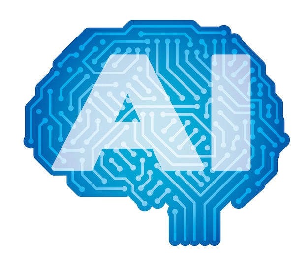 Kostenloser Vektor künstliche intelligenz, vektorsymbol, abbildung, freigestellt, auf, a, weiß, hintergrund