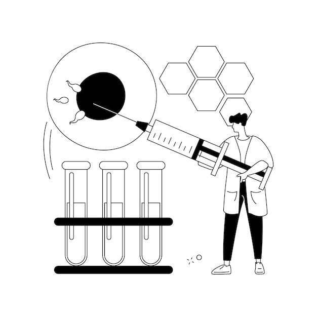 Kostenloser Vektor künstliche reproduktion abstraktes konzept vektordarstellung reproduktion in-vitro-fertilisationsdienst künstliche befruchtung unfruchtbarkeit hilfe reproduktionstechnologie abstrakte metapher