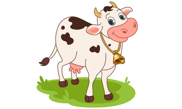 Kostenlose Vektor kuh lächelnde karikaturvektorillustration