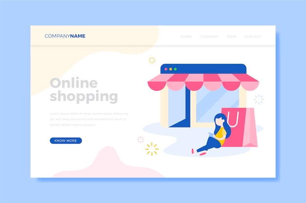 Kunde mit pink bag shopping landing page