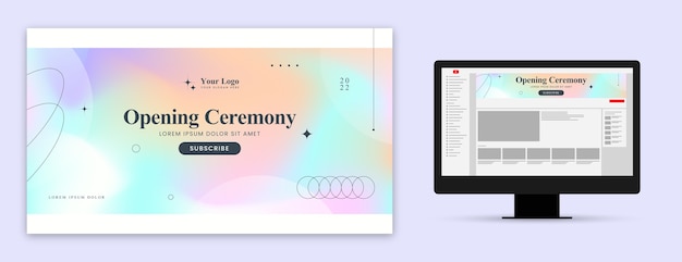 Kostenloser Vektor kunstdesign für den youtube-kanal zur eröffnung