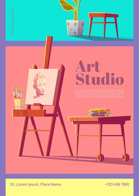 Kunststudio-Cartoon-Flyer