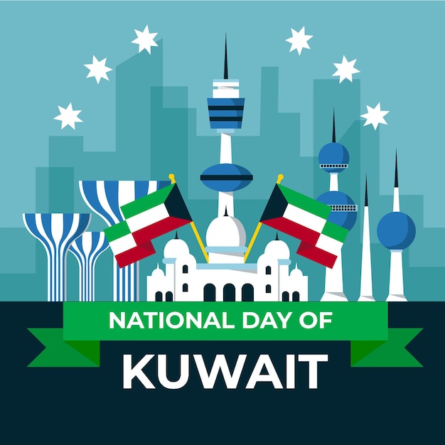 Kostenloser Vektor kuwait nationalfeiertag im flachen design