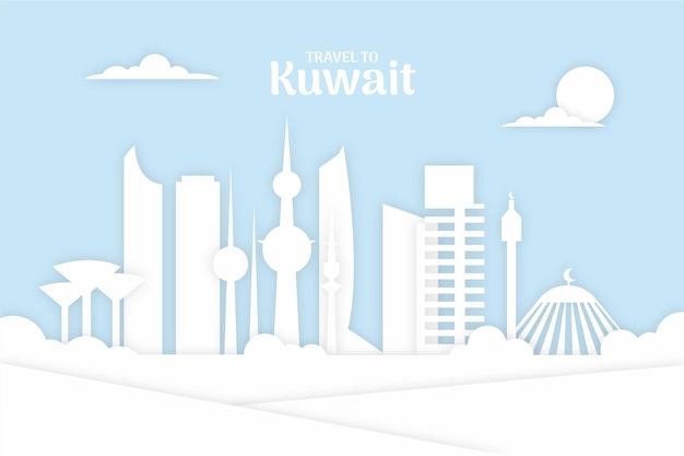 Kuwait Skyline im Papierstil