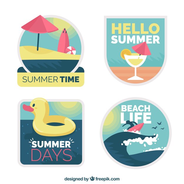 Label-Sammlung des Sommers nette im flachen Design
