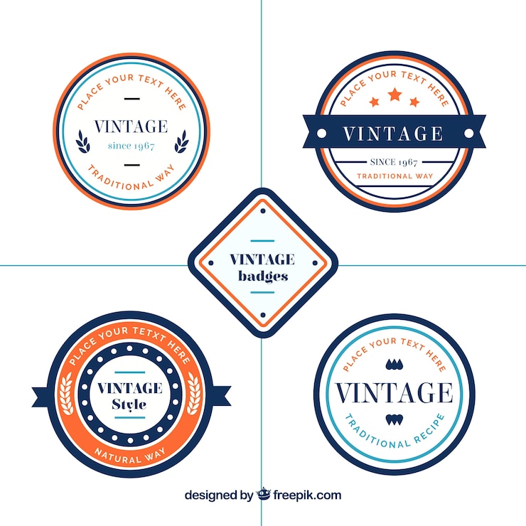 Kostenlose Vektor labels-sammlung im vintage-stil
