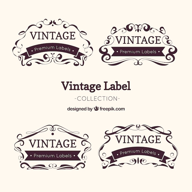 Kostenloser Vektor labels-sammlung im vintage-stil