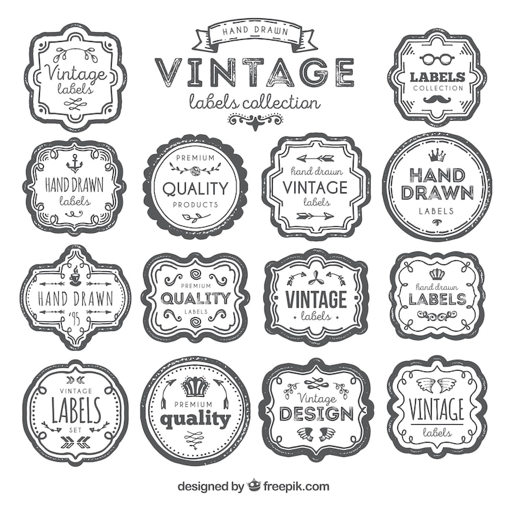 Kostenlose Vektor labels-sammlung im vintage-stil