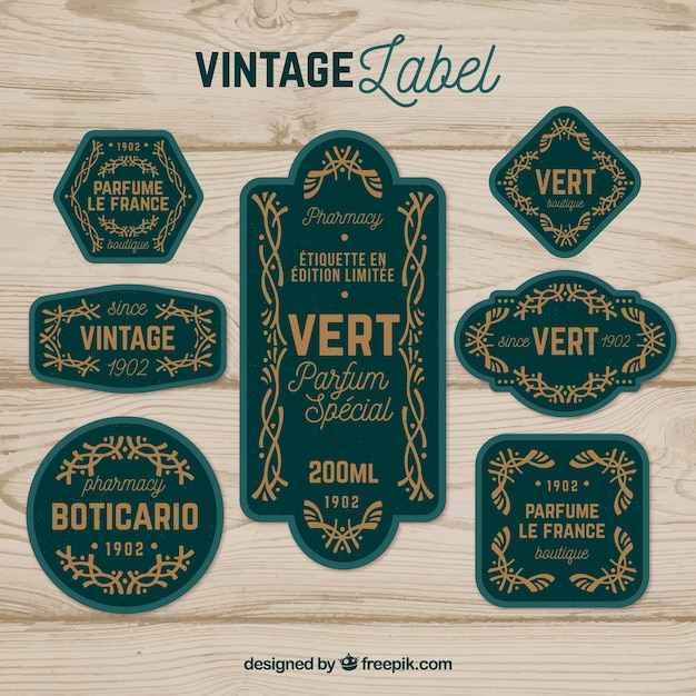Kostenloser Vektor labels-sammlung im vintage-stil