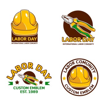 Labor tag logo emblem Premium Vektoren