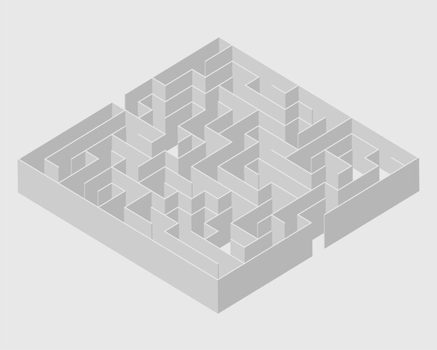 Labyrinth-Puzzle-Musterhintergrund im 3D-Stil entdecken Sie die Verknüpfung