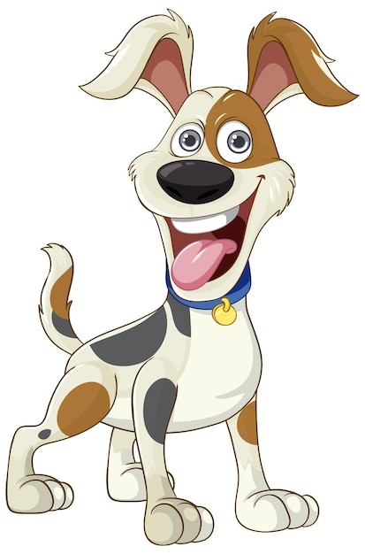 Kostenloser Vektor lächelnder cartoon-hund mit schwenkendem schwanz
