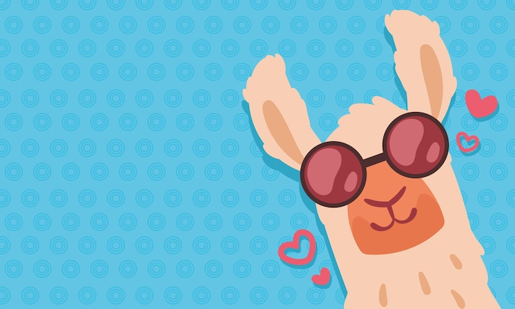 Kostenlose Vektor lama verliebt in sonnenbrille